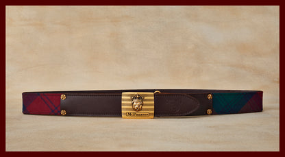 Tug's Red and Green Scottish Wool Plaid Leather Engineer Belt