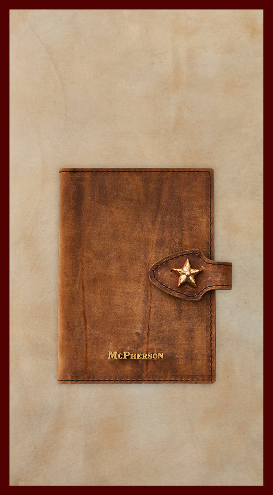Butch Passport Wallet Distressed Nubuck Cowhide-Chestnut