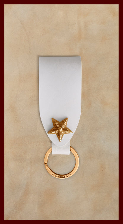 Laddie White Leather Belt Loop-Gold Ring