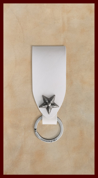 Laddie White Leather Belt Loop-Silver Ring