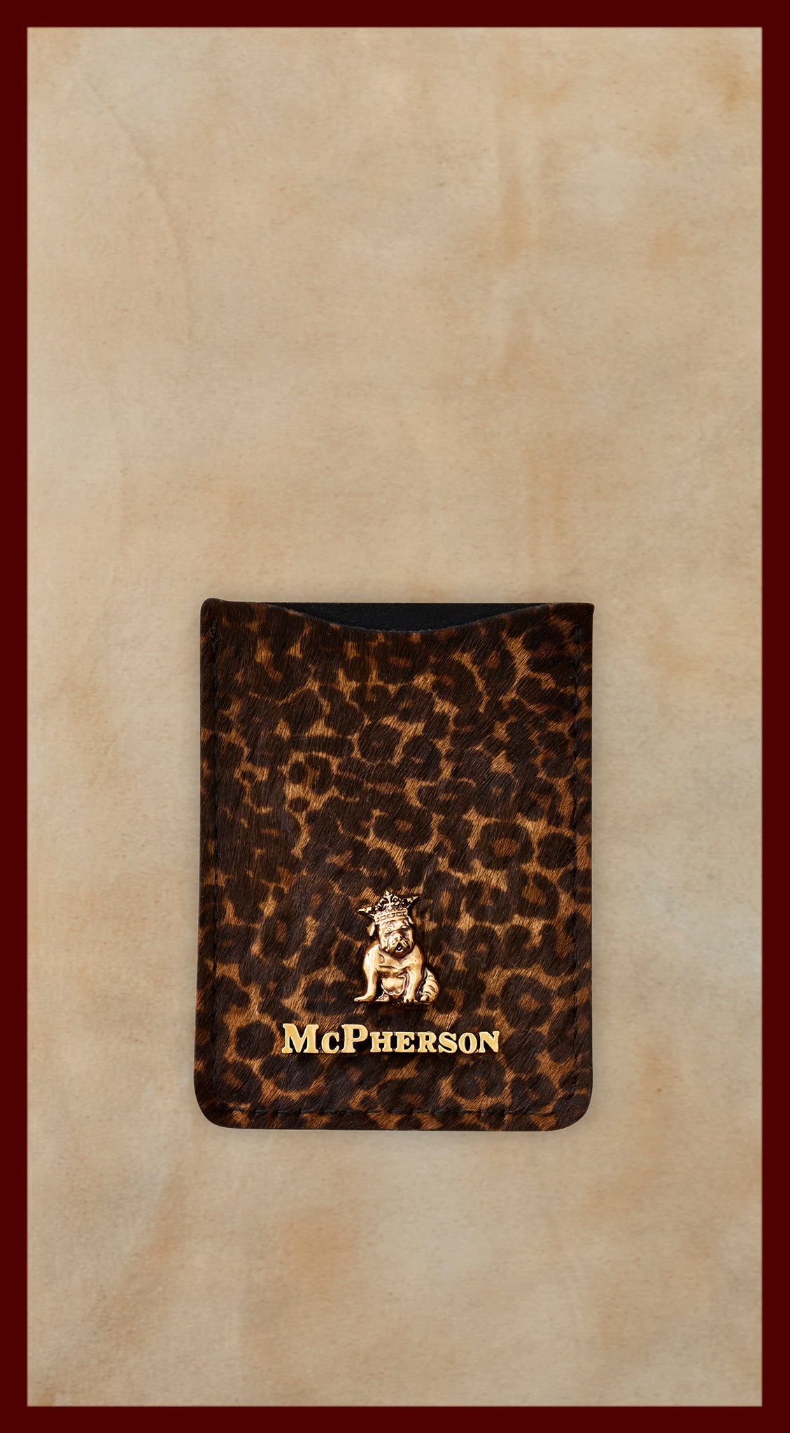 Spike Card Case Hair-On Calf Skin-Dark Leopard