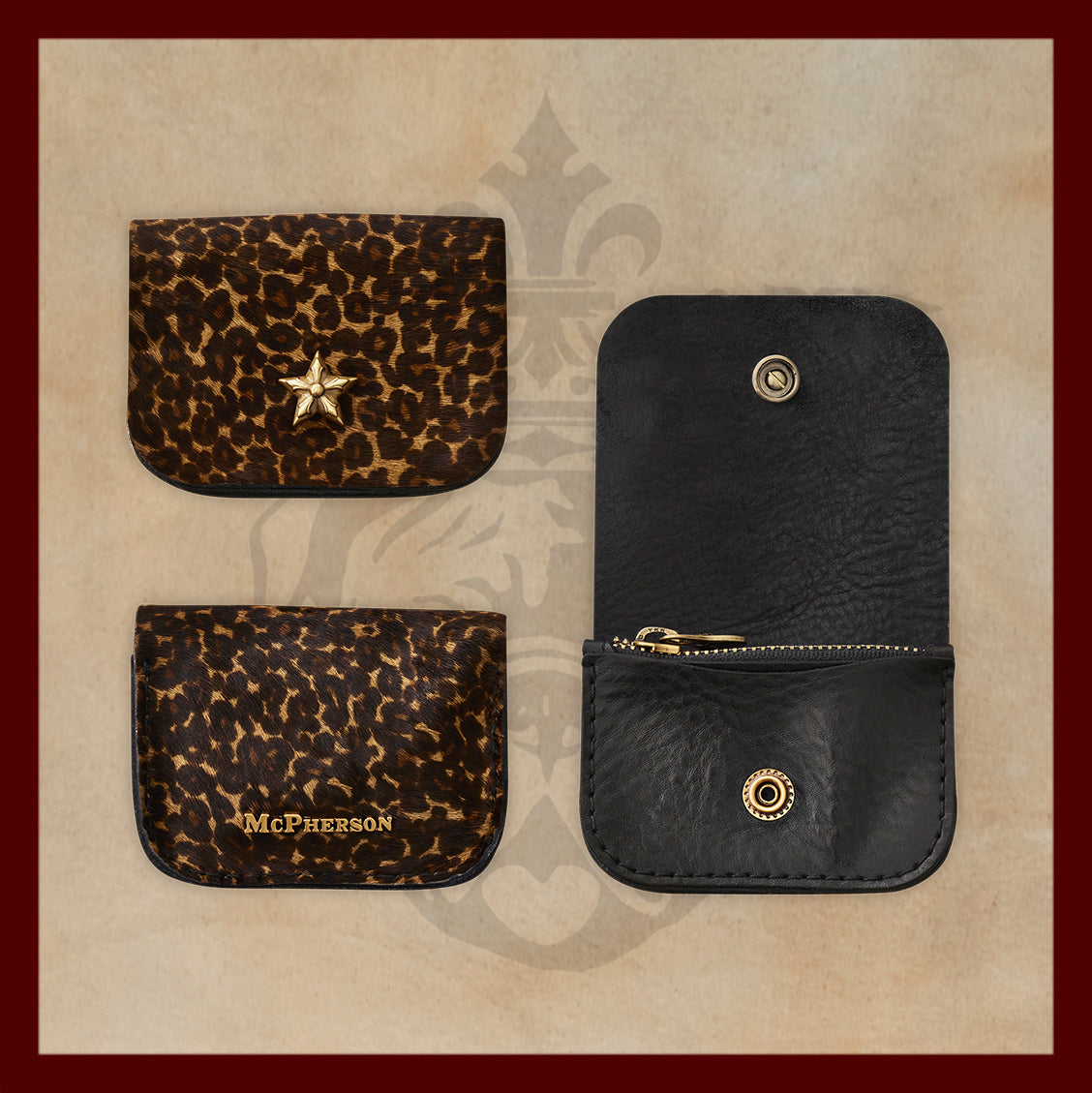 Winston Dark Leopard Leather Coin Purse